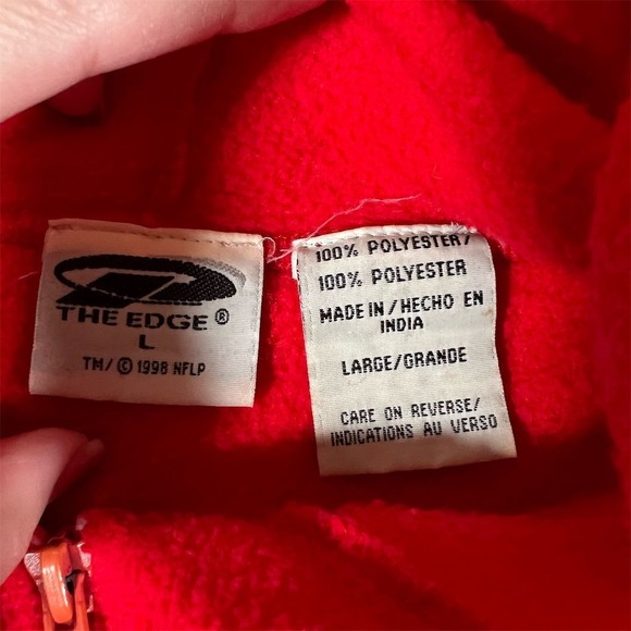 VTG Kansas City Chiefs Hoodie Men Large Red The Edge Fleece Full Zip Embroidered - Picture 5 of 7